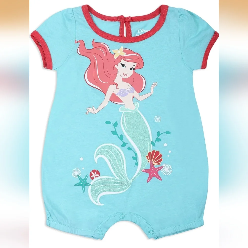 Disney | Baby Girls' Ariel The Little Mermaid 3-Pack Rompers